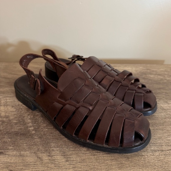 Vintage The Leather Collection Sandals Women’s Size 9W Wide Width Buckle Boho - Picture 1 of 12